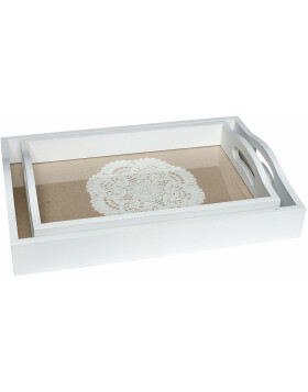 Clayre & Eef set of 2 trays made of wood - 30x30x5 cm