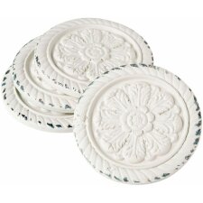 6PR1037 Clayre Eef - set of 4 coasters Flower - shabby white