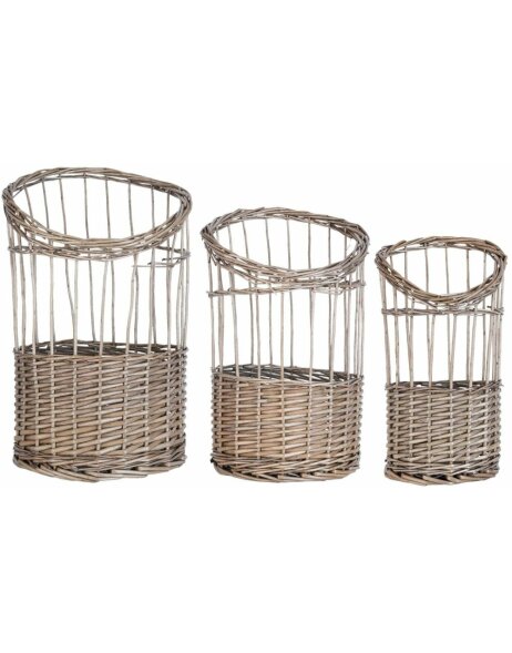 set of 3 baskets in brown/natural - 6RO0340 Clayre &amp; Eef
