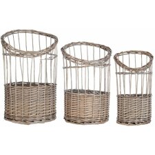 set of 3 baskets in brown/natural - 6RO0340 Clayre & Eef