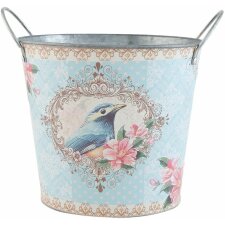 BIRD - decoration bucket in colourful/blue by Clayre & Eef