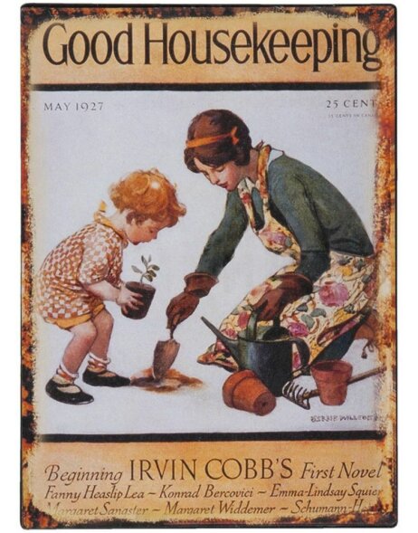 tin-plate sign HOUSEKEEPING 13x18 cm - brown