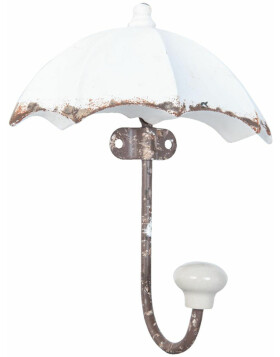 Haak paraplu - 12x5x15 cm shabby wit