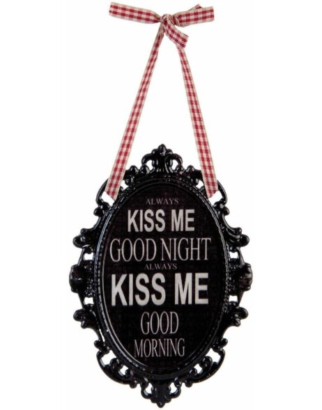 Blechschild KISS ME 14x20 cm - schwarz