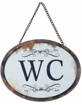 tin-plate sign WC 17x13 cm - white