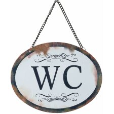 tin-plate sign WC 17x13 cm - white