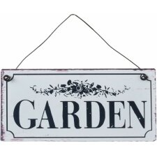 tin-plate sign GARDEN 15x7 cm - white