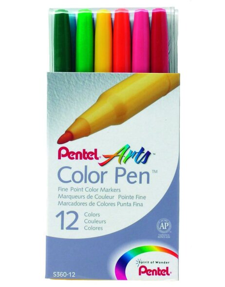 Pentel Colour Pen Juego de 12 rotuladores surtidos de 0,6 mm