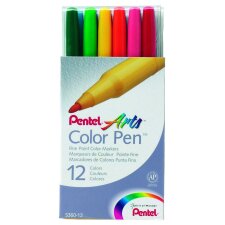 Pentel Colour Pen Set of 12 assorted 0,6 mm