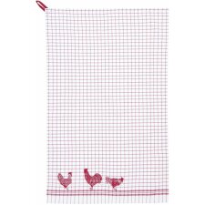 COUNTRY SIDE CHICKEN torchon 50x85 cm en rouge