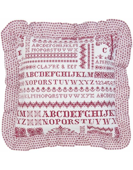 Cross Stitched Pattern Kissenh&uuml;lle rot 40x40 cm
