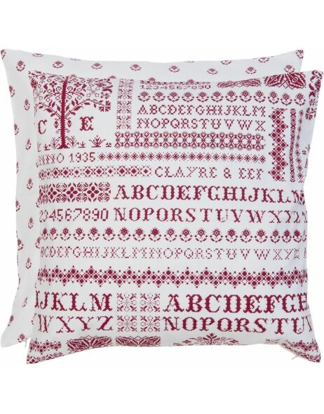 Cross Stitched Pattern cushion cover red/white 40x40 cm