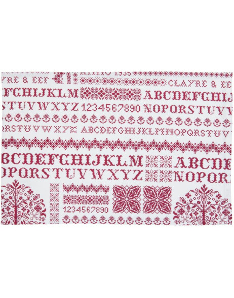 Cross Stitched Pattern set de table 6 pcs. rouge 48x33 cm