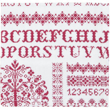 Cross Stitched Pattern Stoffservietten 6 St. rot 40x40 cm