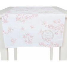 Lovely Blossom Flowers camino de mesa blanco en 50x140 cm