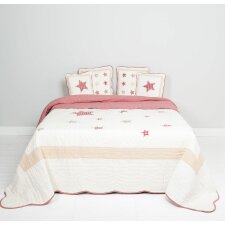 bedspread red/natural - series Q161. - 260x260 cm