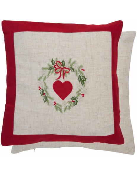 S021.020 Clayre Eef cushion cover X-Mas 40x40 cm - red/natural