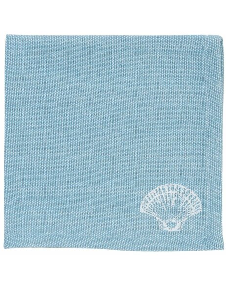 SEA SHELLS - Serviettes en tissu 6 pi&egrave;ces bleu 40x40 cm