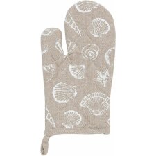 SEA SHELLS - oven glove natural 16x30 cm