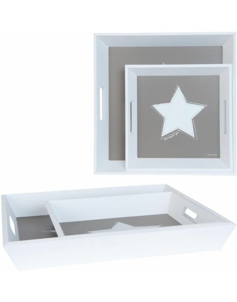 Clayre &amp; Eef set of 2 trays made of wood - 30x30x5 cm