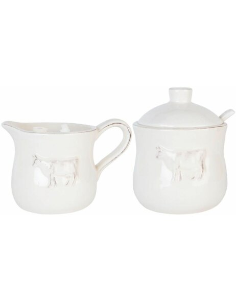 Collection Cow - milk jug and sugar bowl in natural white by Clayre &amp; Eef