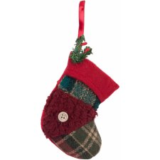 Kerstlabel sokken rood in de maat 6x10 cm