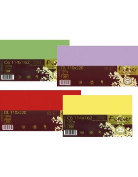 FOREVER coloured envelopes 2 sizes and different colours