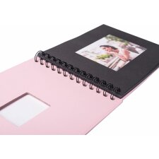 HNFD Spiralalbum BULDANA flamingo gerippt 23x17 cm 40 schwarze Seiten