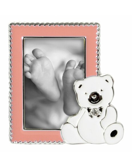 Cornice per foto del bambino Sweet Bear 5x8 cm rosa