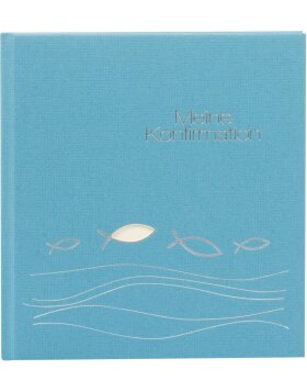 Goldbuch Album do bierzmowania Ichthys niebieski 23x25 cm 44 ilustrowane strony