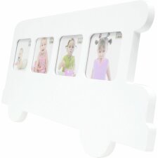 Cornice per bambini Bus in legno bianco 7,0 x8,0 cm