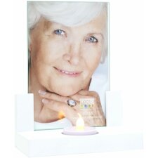 Portafoto per Tealight in legno bianco 13,0 x18,0 cm S68JF1