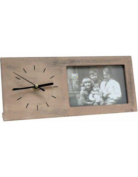 photo clock grey wood 10,0 x15,0 cm