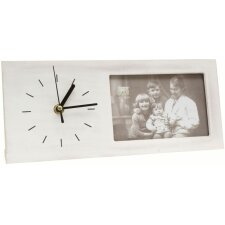 Horloge photo blanche en bois 10,0 x15,0 cm