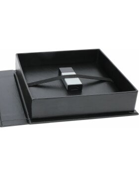 USB-Box schwarz Leder 8,0 x8,0 cm