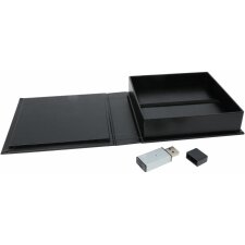 USB-Box schwarz Leder 8,0 x8,0 cm