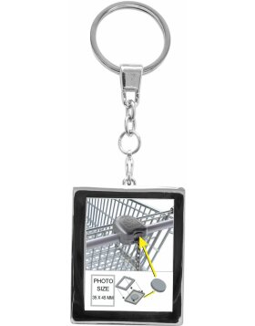 photo key ring with token for shopping trolley silver...