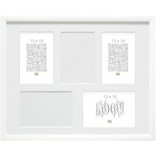 multi picture frame white S54S wood 5 photos 13x18 cm