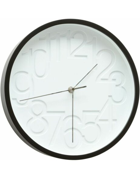 Zegar czarny z białym tłem, rozmiar: 32 x 32 x 6 cm