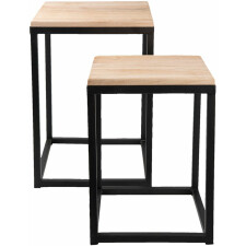 set of 2 side tables 36x36x52 cm black/natural - 6Y2510 Clayre Eef