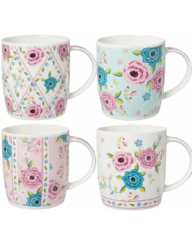 set of 4 mugs 12x8x10 cm rose/blue - 6CEMS0019 Clayre Eef