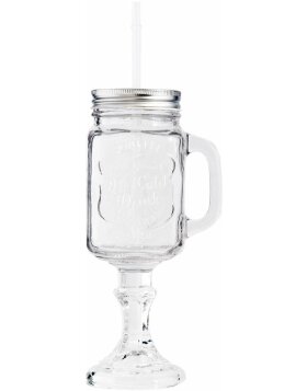 Trinkglas mit Strohhalm 10x7x23 cm in transparent - 6GL1924 Clayre Eef