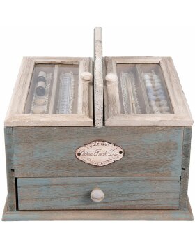 nostalgic sewing box blue-green 25x25x21 cm wood