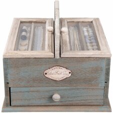 nostalgic sewing box blue-green 25x25x21 cm wood