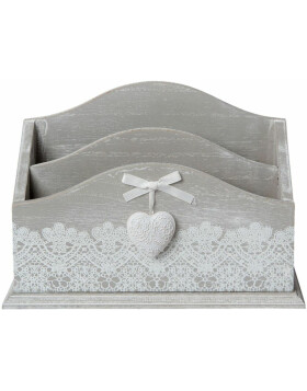 letter holder wiped grey 24x9x16 cm - 6H1373 Clayre Eef