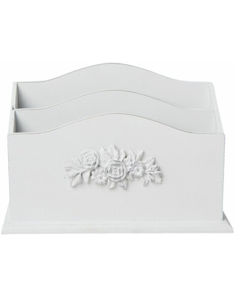 letter holder wiped white 24x9x14 cm - 6H1379 Clayre Eef