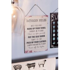 Cartello di latta Regole del bagno - 20x30 cm