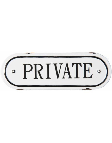 text plate Private 27x9 cm in white/black