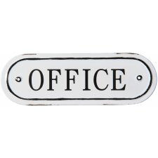 Clayre & Eef Tin Sign Office 27x9 cm - biały