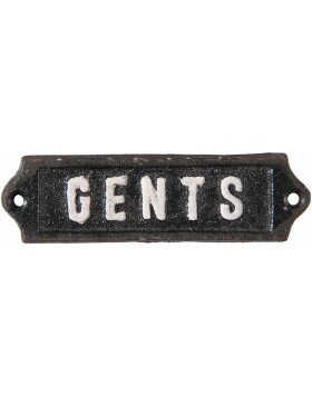 text plate Gents 15x3 cm in black/white